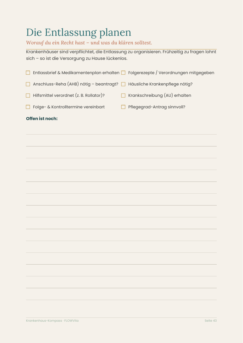Entlassung planen