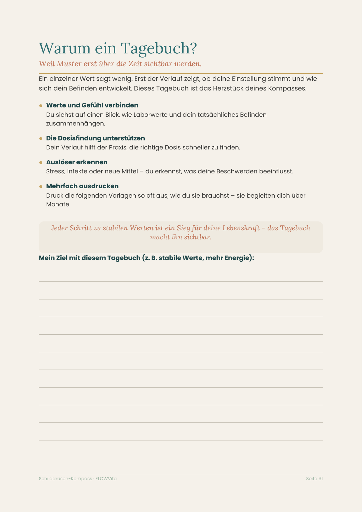 Werte-Tagebuch zum Ausfüllen